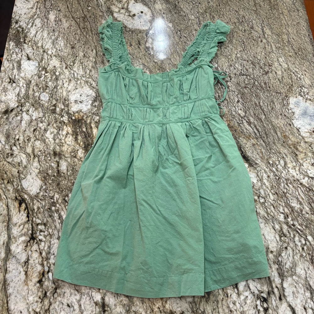 Free People Green Ruffled Strap Mini Dress